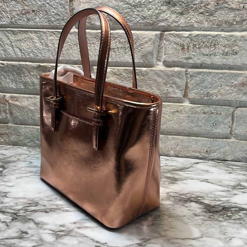 Michael Kors Jet Set Travel Extra-Small Metallic Top-Zip Tote Bag NWT - Picture 4 of 16